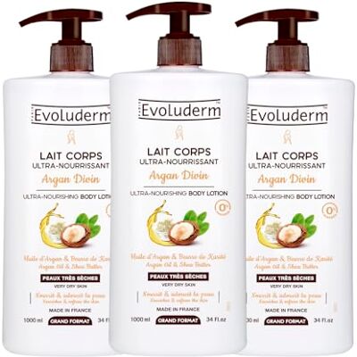 Evoluderm Lait Corps Ultra-Nourrissant Argan Divin 1000 ml Ingrédients d'Origine Naturelle Végan Fabrication Française Lot de 3 x 1000 ml - Publicité Evoluderm Lait Corps Ultra-Nourrissant Argan Divin 1000 ml Ingrédients d'Origine Naturelle Végan Fabrication Française Lot de 3 x 1000 ml - Publicité