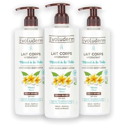 Evoluderm Lait Corps Hydratant Monoï à la Folie 500 ml Ingrédients d'Origine Naturelle Végan Fabrication Française Lot de 3 x 500 ml - Publicité Evoluderm Lait Corps Hydratant Monoï à la Folie 500 ml Ingrédients d'Origine Naturelle Végan Fabrication Française Lot de 3 x 500 ml - Publicité