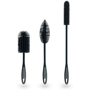 Kochblume Lot de 3 brosses en silicone avec têtes de rechange Brosse à biberon, brosse à vaisselle, antibactérienne, sans germes (anthracite) - Publicité Kochblume Lot de 3 brosses en silicone avec têtes de rechange Brosse à biberon, brosse à vaisselle, antibactérienne, sans germes (anthracite) - Publicité