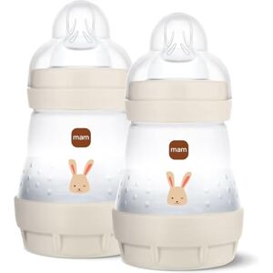 MAM Lot de 2 biberons anti-coliques de 160 ml Avec tétine de taille 1 dès la naissance - Publicité MAM Lot de 2 biberons anti-coliques de 160 ml Avec tétine de taille 1 dès la naissance - Publicité