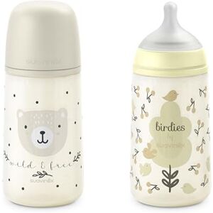 Suavinex , Lot de 2 Biberons 270 ml, Tétine Symétrique SX Pro en Silicone avec Valve Anticolique, Débit Moyen (M), Liquides de Densité Moyenne, Lait, Jus, Eau. Bébés +3 Mois. Birdies, Wild&Free, Beige - Publicité Suavinex , Lot de 2 Biberons 270 ml, Tétine Symétrique SX Pro en Silicone avec Valve Anticolique, Débit Moyen (M), Liquides de Densité Moyenne, Lait, Jus, Eau. Bébés +3 Mois. Birdies, Wild&Free, Beige - Publicité
