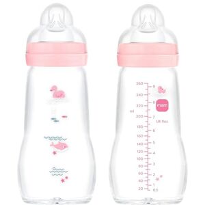 MAM 67036722–2 – Lot de 2 biberons confort en verre 260 ml pour fille - Publicité MAM 67036722–2 – Lot de 2 biberons confort en verre 260 ml pour fille - Publicité