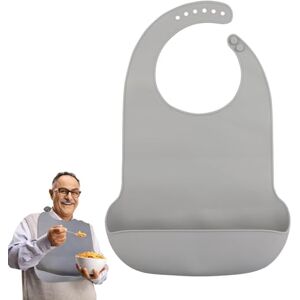 KZNKZN 1 bavoir gris pour adulte, lavable en silicone avec poche pour adulte, bavoir imperméable réutilisable anti-salissure, récupérateur de miettes pour personnes âgées, gris, 43*30cm - Publicité KZNKZN 1 bavoir gris pour adulte, lavable en silicone avec poche pour adulte, bavoir imperméable réutilisable anti-salissure, récupérateur de miettes pour personnes âgées, gris, 43*30cm - Publicité