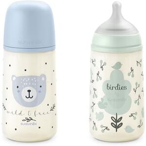 Suavinex , Lot de 2 Biberons 270 ml, Tétine Symétrique SX Pro en Silicone avec Valve Anticolique, Débit Moyen (M), Liquides de Densité Moyenne, Lait, Jus, Eau. Bébés +3 Mois. Birdies, Wild&Free, Vert - Publicité Suavinex , Lot de 2 Biberons 270 ml, Tétine Symétrique SX Pro en Silicone avec Valve Anticolique, Débit Moyen (M), Liquides de Densité Moyenne, Lait, Jus, Eau. Bébés +3 Mois. Birdies, Wild&Free, Vert - Publicité