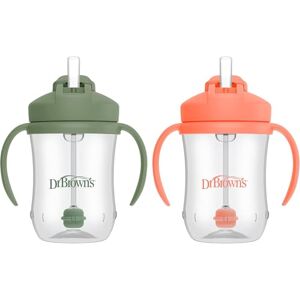 Dr. Brown's Milestones Baby's First Straw Cup Lot de 2 gobelets avec paille 6 m+, 270 ml, corail et vert olive - Publicité Dr. Brown's Milestones Baby's First Straw Cup Lot de 2 gobelets avec paille 6 m+, 270 ml, corail et vert olive - Publicité