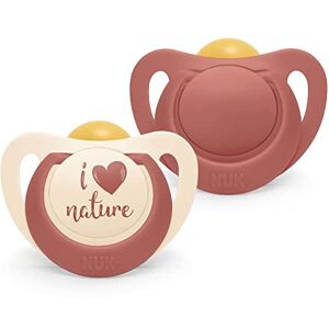 Nuk for Nature sucette bébé, 6-18 mois, Sucettes en caoutchouc durable, Composée à plus de 98% de matériaux bruts naturels, Rouge terracotta, 2 pièces - Publicité