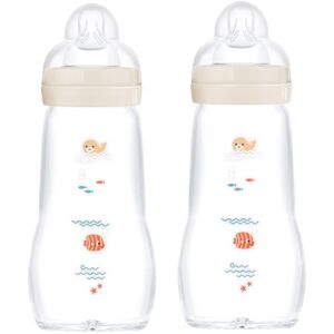 MAM 67036720–2 – Lot de 2 biberons confort en verre 260 ml – Neutres - Publicité MAM 67036720–2 – Lot de 2 biberons confort en verre 260 ml – Neutres - Publicité
