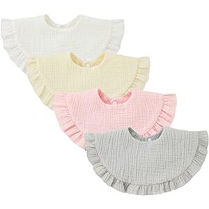 Nishine 4 pcs Bavettes en mousseline pour bébé Bavettes en coton rotatives à 360 degrés Bavettes de dentition pour garçon fille(Set blanc) - Publicité Nishine 4 pcs Bavettes en mousseline pour bébé Bavettes en coton rotatives à 360 degrés Bavettes de dentition pour garçon fille(Set blanc) - Publicité