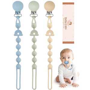 BebeCalin Pack de 3 attaches-sucettes en silicone, attache-sucette pour bébé sans BPA, Attache-sucette souple pour fille, Design flexible monopièce pour bébés, Maintient la sucette propre - Publicité BebeCalin Pack de 3 attaches-sucettes en silicone, attache-sucette pour bébé sans BPA, Attache-sucette souple pour fille, Design flexible monopièce pour bébés, Maintient la sucette propre - Publicité