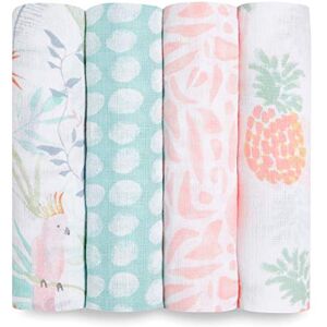 aden + anais ™ essentials Maxi-langes pour bébé en mousseline 100% coton, Pack de 4, Langes ultradoux et légers, Multi usages, Garçon et fille, 112cm x 112cm, Imprimé tropicalia - Publicité aden + anais ™ essentials Maxi-langes pour bébé en mousseline 100% coton, Pack de 4, Langes ultradoux et légers, Multi usages, Garçon et fille, 112cm x 112cm, Imprimé tropicalia - Publicité