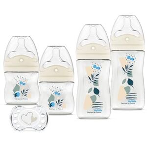 Dodie Lot de 4 Biberons Naissance, anti-colique, Tetine Multi-Perforée (2x150mL et 2x270mL), une sucette naissance, Bleu - Publicité Dodie Lot de 4 Biberons Naissance, anti-colique, Tetine Multi-Perforée (2x150mL et 2x270mL), une sucette naissance, Bleu - Publicité