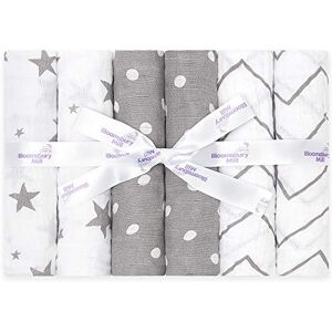 Bloomsbury Mill Lange Bebe Lot de 6-70x70cm 100% Pur Coton Biologique Carrés de Mousseline Super Doux Cadeau Naissance pour Garçon et Filles Bébé Naissance Gris et Blanc - Publicité Bloomsbury Mill Lange Bebe Lot de 6-70x70cm 100% Pur Coton Biologique Carrés de Mousseline Super Doux Cadeau Naissance pour Garçon et Filles Bébé Naissance Gris et Blanc - Publicité