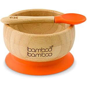 bamboo bamboo Ensemble bol pour bébé avec ventouse et cuillère assortie, stabilisation du bol par ventouse, Bambou naturel (Orange) - Publicité bamboo bamboo Ensemble bol pour bébé avec ventouse et cuillère assortie, stabilisation du bol par ventouse, Bambou naturel (Orange) - Publicité