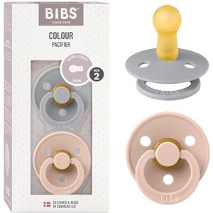 Bibs Tétine  Colour. Lot de 2 sucettes. Sans bisphénol A, Téterelle ronde. Latex de caoutchouc naturel, Fabriqué au Danemark. Taille 2 (Lot de 2), Cloud/Blush - Publicité