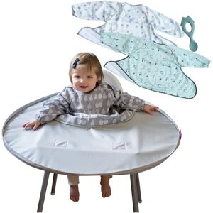 Tidy Tot Kit idéal pour la diversification. Inlcus 1 plateau, 3 bavoirs couvrant avec manches et 1 cuillère en silicone. Le kit se fixe au plateau de la chaise haute - Publicité Tidy Tot Kit idéal pour la diversification. Inlcus 1 plateau, 3 bavoirs couvrant avec manches et 1 cuillère en silicone. Le kit se fixe au plateau de la chaise haute - Publicité