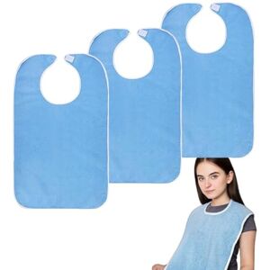 deegbbyi 3 Pièces Bavoir Adulte, Lavables Bavoirs, Bavette en Tissu éponge, Bavette Réutilisable, avec Hook and Loop Fastener, pour Personnes âgées, Handicapés Protecteurs de Vêtements (Bleu) - Publicité deegbbyi 3 Pièces Bavoir Adulte, Lavables Bavoirs, Bavette en Tissu éponge, Bavette Réutilisable, avec Hook and Loop Fastener, pour Personnes âgées, Handicapés Protecteurs de Vêtements (Bleu) - Publicité
