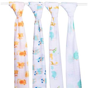 ana wiz Lot de 4 Langes Extra Larges Super Doux – Motifs d'animaux – Coffret Cadeau - Publicité ana wiz Lot de 4 Langes Extra Larges Super Doux – Motifs d'animaux – Coffret Cadeau - Publicité