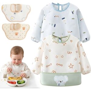Qibivfo Bavoir Bébé Lot 4, 2 Bavoirs à Manches Longues & 2 Bavoirs Fleur, Imperméable, Séchage Rapide, Lavable en Machine, Bavoir Bébé Fille Garçon 6–24 Mois - Publicité Qibivfo Bavoir Bébé Lot 4, 2 Bavoirs à Manches Longues & 2 Bavoirs Fleur, Imperméable, Séchage Rapide, Lavable en Machine, Bavoir Bébé Fille Garçon 6–24 Mois - Publicité