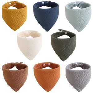CHUANFU 8 Pièces Mousseline Bavoirs Bebe, 100% Coton Bavoirs Bebe Naissance, Hautement Absorbant, Bavoir Bandana Bave Réglables pour Unisex Fille et Garçon Bave et Dentition - Publicité CHUANFU 8 Pièces Mousseline Bavoirs Bebe, 100% Coton Bavoirs Bebe Naissance, Hautement Absorbant, Bavoir Bandana Bave Réglables pour Unisex Fille et Garçon Bave et Dentition - Publicité
