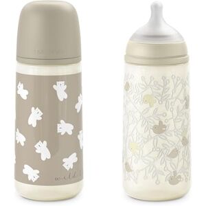 Suavinex , Lot de 2 Biberons de 360 ml, Tétine Symétrique SX Pro en Silicone avec Valve Anticolique, Débit Dense (L), Convient aux bouillies/purées liquides. Bébés +6 Mois. Birdies et Wild&Free, Beige - Publicité Suavinex , Lot de 2 Biberons de 360 ml, Tétine Symétrique SX Pro en Silicone avec Valve Anticolique, Débit Dense (L), Convient aux bouillies/purées liquides. Bébés +6 Mois. Birdies et Wild&Free, Beige - Publicité