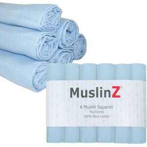 MuslinZ Lot de 6 langes en mousseline carrés Bleu - Publicité MuslinZ Lot de 6 langes en mousseline carrés Bleu - Publicité