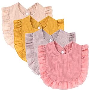 Nishine 4 PACK Ensemble de bavoirs en mousseline solide pour bébés unisexe garçons filles coton ajustable bavoirs de dentition pour l'alimentation baveuse(Set rose) - Publicité Nishine 4 PACK Ensemble de bavoirs en mousseline solide pour bébés unisexe garçons filles coton ajustable bavoirs de dentition pour l'alimentation baveuse(Set rose) - Publicité