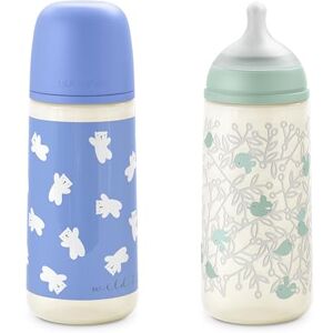 Suavinex , Lot de 2 Biberons de 360 ml, Tétine Symétrique SX Pro en Silicone avec Valve Anticolique, Débit Dense (L), Convient aux bouillies/purées liquides. Bébés +6 Mois. Birdies et Wild&Free, Bleu - Publicité Suavinex , Lot de 2 Biberons de 360 ml, Tétine Symétrique SX Pro en Silicone avec Valve Anticolique, Débit Dense (L), Convient aux bouillies/purées liquides. Bébés +6 Mois. Birdies et Wild&Free, Bleu - Publicité