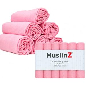 MuslinZ Lot de 6 langes en mousseline carrés Rose - Publicité MuslinZ Lot de 6 langes en mousseline carrés Rose - Publicité