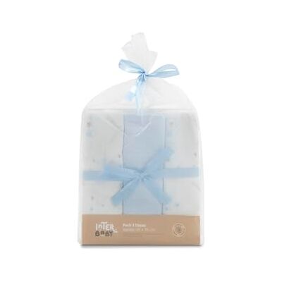 Interbaby · Lot 3 Gazes en Bambou BEAR bleu pour Nouveau-né et bébé · 55x70 cm · Bambou & Coton - Publicité Interbaby · Lot 3 Gazes en Bambou BEAR bleu pour Nouveau-né et bébé · 55x70 cm · Bambou & Coton - Publicité