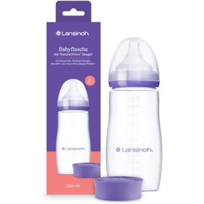 Lansinoh Biberon PP NaturalWave 330ml Tétine silicone souple L Dès 6 mois Biberon plastique Polypropylène, Système anti colique AVS, Col large, Adapté aux bébés allaités - Publicité Lansinoh Biberon PP NaturalWave 330ml Tétine silicone souple L Dès 6 mois Biberon plastique Polypropylène, Système anti colique AVS, Col large, Adapté aux bébés allaités - Publicité