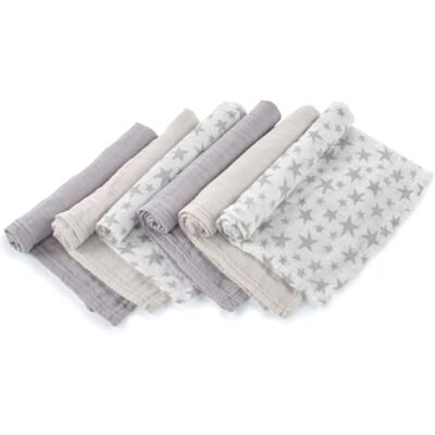 Jane Jané Lot de 6 Langes Bébé 35x35 cm, Coton et Bambou Naturel, Multiusage, Hypoallergéniques, Écologiques, Gris - Publicité Jane Jané Lot de 6 Langes Bébé 35x35 cm, Coton et Bambou Naturel, Multiusage, Hypoallergéniques, Écologiques, Gris - Publicité