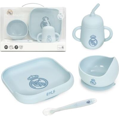 Interbaby Set de Vaisselle Enfant 4 Pièces en Silicone Real Madrid Assiette, Bol, Cuillère et Tasse Passe au micro-ondes et au lave-vaisselle Sans BPA - Publicité Interbaby Set de Vaisselle Enfant 4 Pièces en Silicone Real Madrid Assiette, Bol, Cuillère et Tasse Passe au micro-ondes et au lave-vaisselle Sans BPA - Publicité