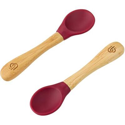 bamboo bamboo ® Lot de 2 Cuillères de Diversification pour Bébé Bambou avec Embouts en Silicone Souple Manches Ergonomiques à Prise Facile Sans BPA (Lot de 2, Cerise) - Publicité bamboo bamboo ® Lot de 2 Cuillères de Diversification pour Bébé Bambou avec Embouts en Silicone Souple Manches Ergonomiques à Prise Facile Sans BPA (Lot de 2, Cerise) - Publicité