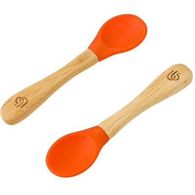 bamboo bamboo ® Lot de 2 Cuillères de Diversification pour Bébé Bambou avec Embouts en Silicone Souple Manches Ergonomiques à Prise Facile Sans BPA (Lot de 2, Orange) - Publicité bamboo bamboo ® Lot de 2 Cuillères de Diversification pour Bébé Bambou avec Embouts en Silicone Souple Manches Ergonomiques à Prise Facile Sans BPA (Lot de 2, Orange) - Publicité