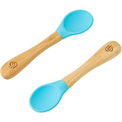 bamboo bamboo ® Lot de 2 Cuillères de Diversification pour Bébé Bambou avec Embouts en Silicone Souple Manches Ergonomiques à Prise Facile Sans BPA (Lot de 2, Bleu) - Publicité bamboo bamboo ® Lot de 2 Cuillères de Diversification pour Bébé Bambou avec Embouts en Silicone Souple Manches Ergonomiques à Prise Facile Sans BPA (Lot de 2, Bleu) - Publicité