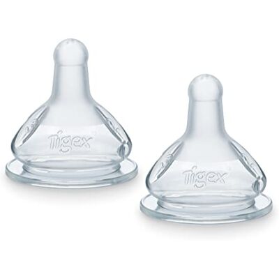 Tigex Tétines rondes en silicone 3 vitesses Anti-colique 0-6 mois Lot de 2 - Publicité Tigex Tétines rondes en silicone 3 vitesses Anti-colique 0-6 mois Lot de 2 - Publicité