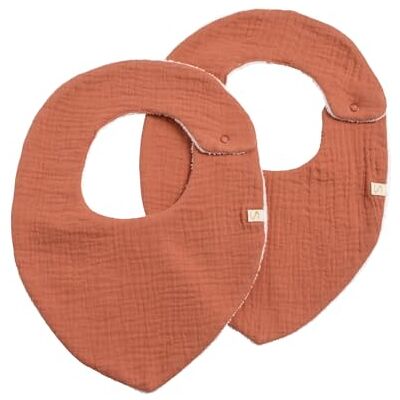 Bavoirs bébé Sauthon Terracotta - Lot de 2 en Gaze de Coton - Publicité Bavoirs bébé Sauthon Terracotta - Lot de 2 en Gaze de Coton - Publicité
