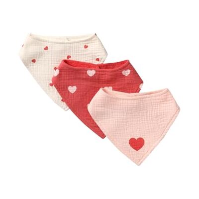 VERTBAUDET Lot de 3 bavoirs bandanas en gaze de coton Mon coeur TU - Publicité VERTBAUDET Lot de 3 bavoirs bandanas en gaze de coton Mon coeur TU - Publicité