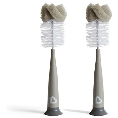 Munchkin Brosse à Biberon Pour Nettoyer les Biberons & Bouteilles d'Eau avec Brosse à Tétine Intégrée Autonome Compatible Lave-vaisselle Brosse Éponge Lot de 2 Gris - Publicité Munchkin Brosse à Biberon Pour Nettoyer les Biberons & Bouteilles d'Eau avec Brosse à Tétine Intégrée Autonome Compatible Lave-vaisselle Brosse Éponge Lot de 2 Gris - Publicité