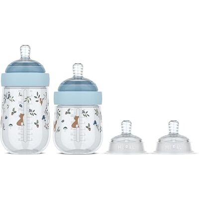 Mepal Biberons Starterset Mio Little Dutch Set de 3 Anti-colique Conception spiralée pour éviter les obstructions Silicone de grade médical 165 + 240 ml Forest Friends - Publicité Mepal Biberons Starterset Mio Little Dutch Set de 3 Anti-colique Conception spiralée pour éviter les obstructions Silicone de grade médical 165 + 240 ml Forest Friends - Publicité