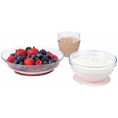 Béaba & Duralex, Coffret Repas Enfant en Verre, Assiette, Bol, Verre avec Ventouse Silicone, Ergonomique, Evolutif, Sain, Durable, Made in France, Barbe à papa - Publicité Béaba & Duralex, Coffret Repas Enfant en Verre, Assiette, Bol, Verre avec Ventouse Silicone, Ergonomique, Evolutif, Sain, Durable, Made in France, Barbe à papa - Publicité