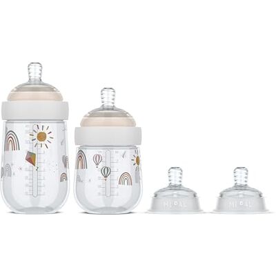 Mepal Biberons Starterset Mio Set de 3 Anti-colique Conception spiralée pour éviter les obstructions Silicone de grade médical 165 + 240 ml Sunshine & Rainbow - Publicité Mepal Biberons Starterset Mio Set de 3 Anti-colique Conception spiralée pour éviter les obstructions Silicone de grade médical 165 + 240 ml Sunshine & Rainbow - Publicité