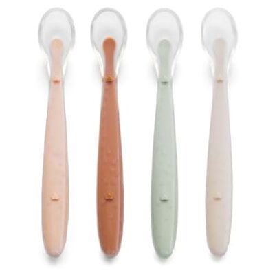 Jane Jané Lot de 4 Cuillères en Silicone pour Bébé et Enfant, Souple, Bout arrondi, Sans BPA, Lavable au lave-vaisselle, Colour Sunset - Publicité Jane Jané Lot de 4 Cuillères en Silicone pour Bébé et Enfant, Souple, Bout arrondi, Sans BPA, Lavable au lave-vaisselle, Colour Sunset - Publicité