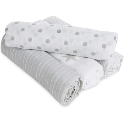 aden + anais essentials 4 Maxi-langes pour bébé en mousseline 100 % coton Pack de 4 Langes ultradoux et légers Multi usages Imprimé Dusty Garçon et fille 112 cm x 112 cm - Publicité aden + anais essentials 4 Maxi-langes pour bébé en mousseline 100 % coton Pack de 4 Langes ultradoux et légers Multi usages Imprimé Dusty Garçon et fille 112 cm x 112 cm - Publicité