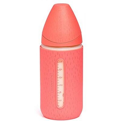 Suavinex Biberon en Verre avec Housse en Silicone Rose 240 ml - Publicité Suavinex Biberon en Verre avec Housse en Silicone Rose 240 ml - Publicité