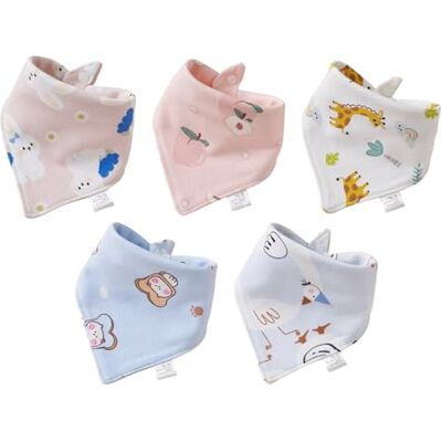 poraceous 5 Pièces Bavoirs Bébé Bandana, 100% Coton Mousseline Foulard Bavoirs Bebe Réglables Doux Pour Garçons Et Filles Oie Bleue, Chat Bleu, Girafe, Pêche Rose, Lapin Rose Bavoir Bebe - Publicité poraceous 5 Pièces Bavoirs Bébé Bandana, 100% Coton Mousseline Foulard Bavoirs Bebe Réglables Doux Pour Garçons Et Filles Oie Bleue, Chat Bleu, Girafe, Pêche Rose, Lapin Rose Bavoir Bebe - Publicité