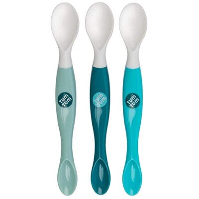 TUM TUM 3 Cuillères Bébé 1er Âge, Cuillères Bébé 2 Extrémités, Sans BPA, Lavables (Bleu) - Publicité TUM TUM 3 Cuillères Bébé 1er Âge, Cuillères Bébé 2 Extrémités, Sans BPA, Lavables (Bleu) - Publicité