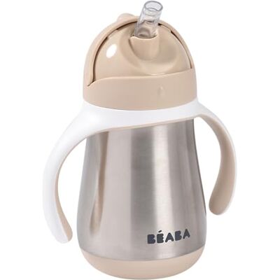 Béaba , Biberon/Tasse d'apprentissage/Gourde Bébé 2 en 1 Inox, Tasse Paille Enfant, 100% étanche, Anti-fuite, Facile à Ouvrir, Poignées amovibles, Matière Inox, Sain, Solide, 250 ml, Argile - Publicité Béaba , Biberon/Tasse d'apprentissage/Gourde Bébé 2 en 1 Inox, Tasse Paille Enfant, 100% étanche, Anti-fuite, Facile à Ouvrir, Poignées amovibles, Matière Inox, Sain, Solide, 250 ml, Argile - Publicité