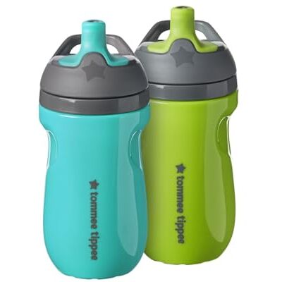 Tommee Tippee Lot de 2 bouteilles isothermes Sportee de 260 ml pour tout-petits, anti-déversement, poignée facile à tenir, vert et bleu sarcelle, 260 ml - Publicité Tommee Tippee Lot de 2 bouteilles isothermes Sportee de 260 ml pour tout-petits, anti-déversement, poignée facile à tenir, vert et bleu sarcelle, 260 ml - Publicité