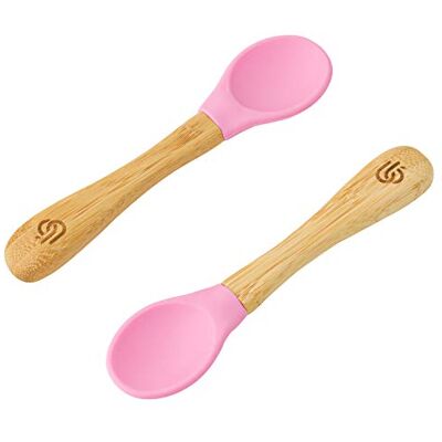 bamboo bamboo ® Lot de 2 Cuillères de Diversification pour Bébé Bambou avec Embouts en Silicone Souple Manches Ergonomiques à Prise Facile Sans BPA (Lot de 2, Rose) - Publicité bamboo bamboo ® Lot de 2 Cuillères de Diversification pour Bébé Bambou avec Embouts en Silicone Souple Manches Ergonomiques à Prise Facile Sans BPA (Lot de 2, Rose) - Publicité